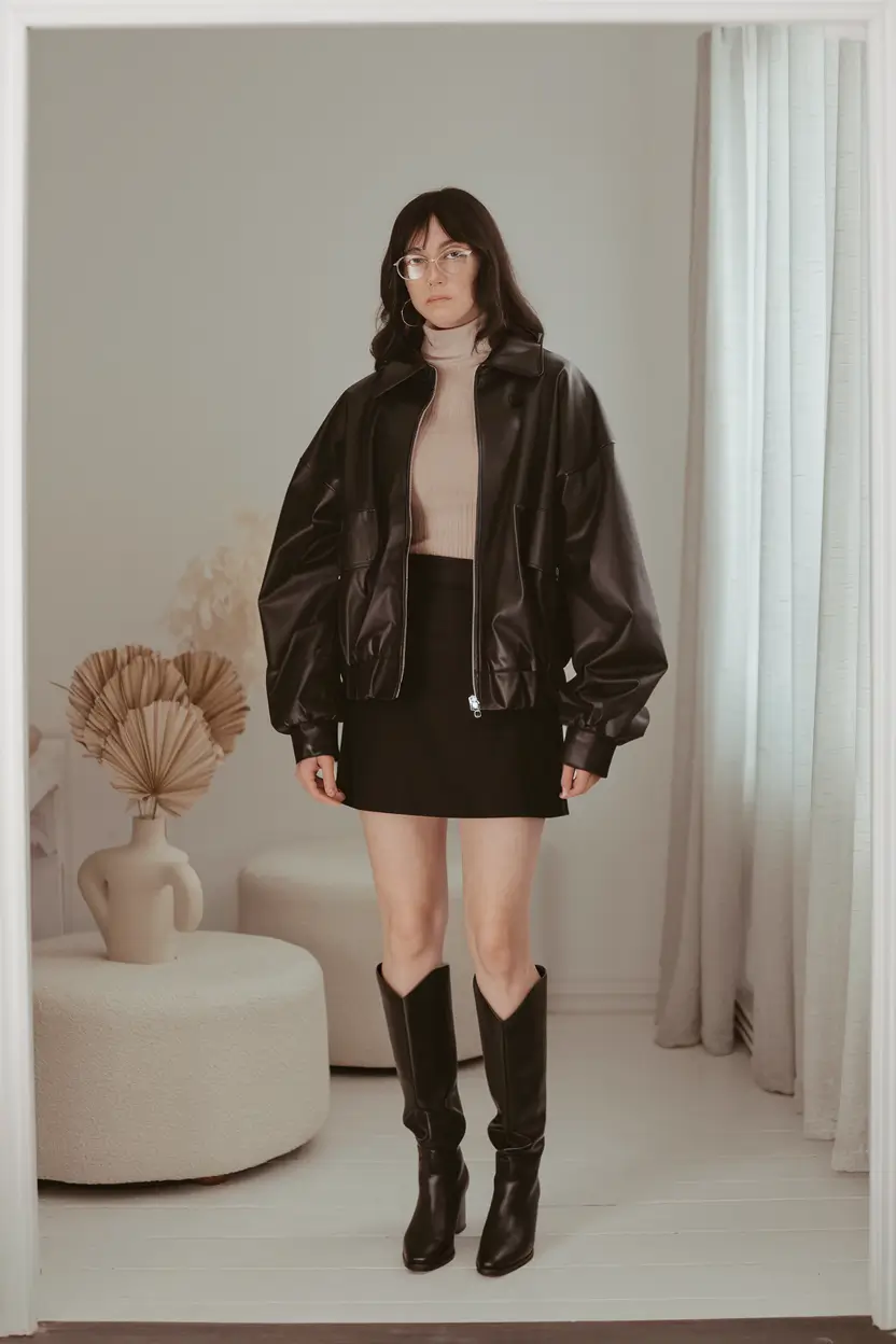 october outfits aesthetic Leather Layers with a Modern Edge