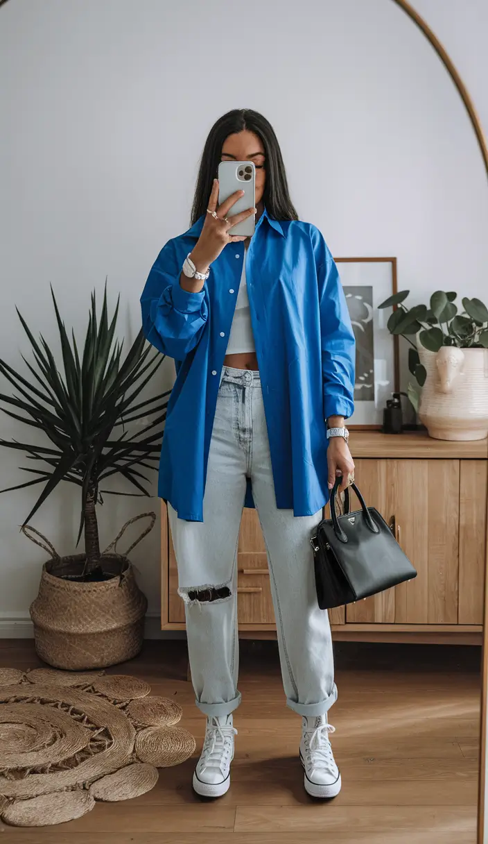 october outfits casual Bold Blue for Crisp Days