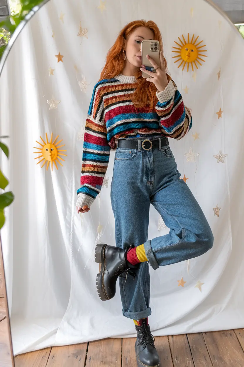 october outfits ideas Striped Knits and Weekend Energy