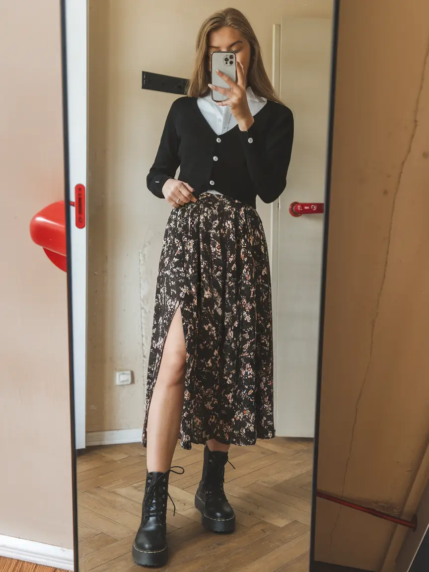 october outfits ideas Romantic Florals With Edge