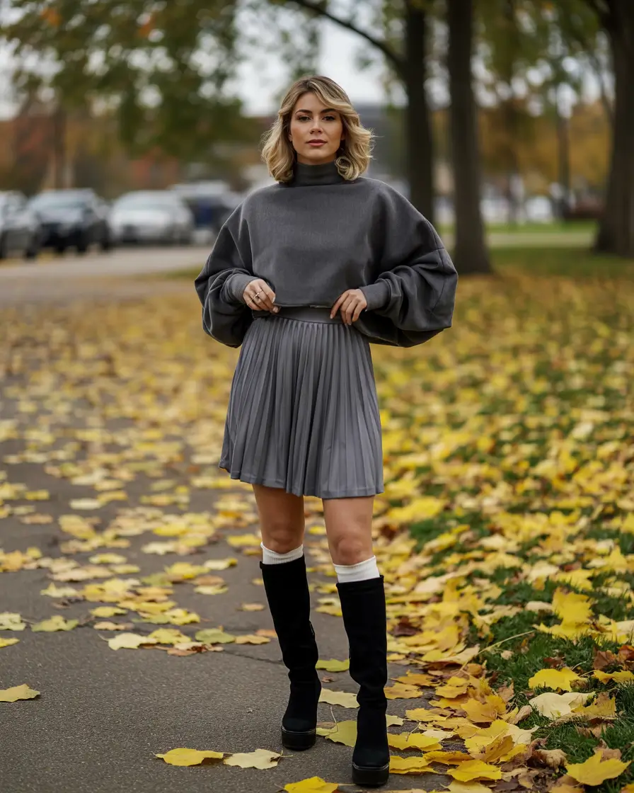fall winter outfits 2025 Pleated Elegance With Volume