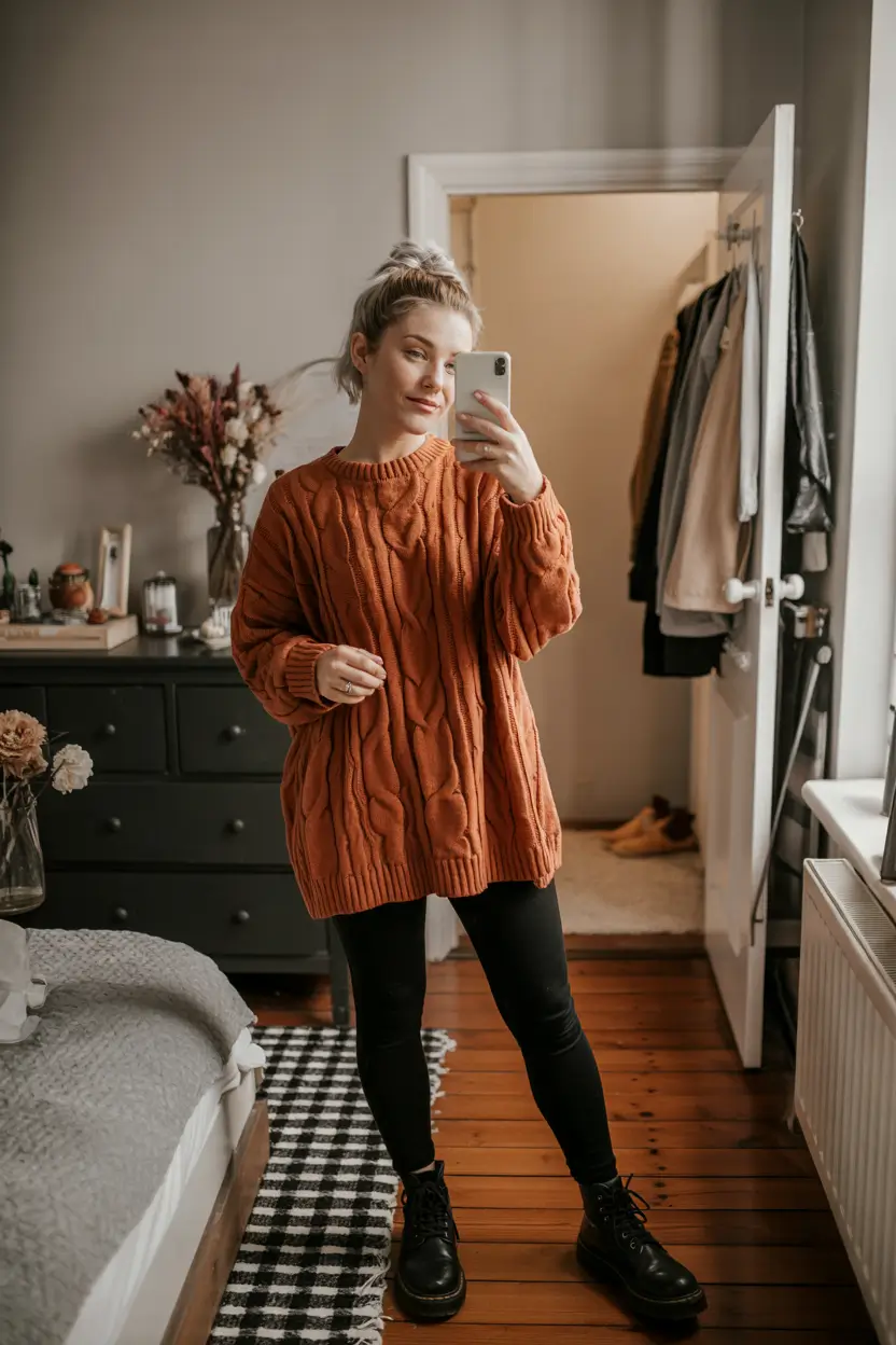 fall winter outfits 2025 Rust-Toned Cozy Layers