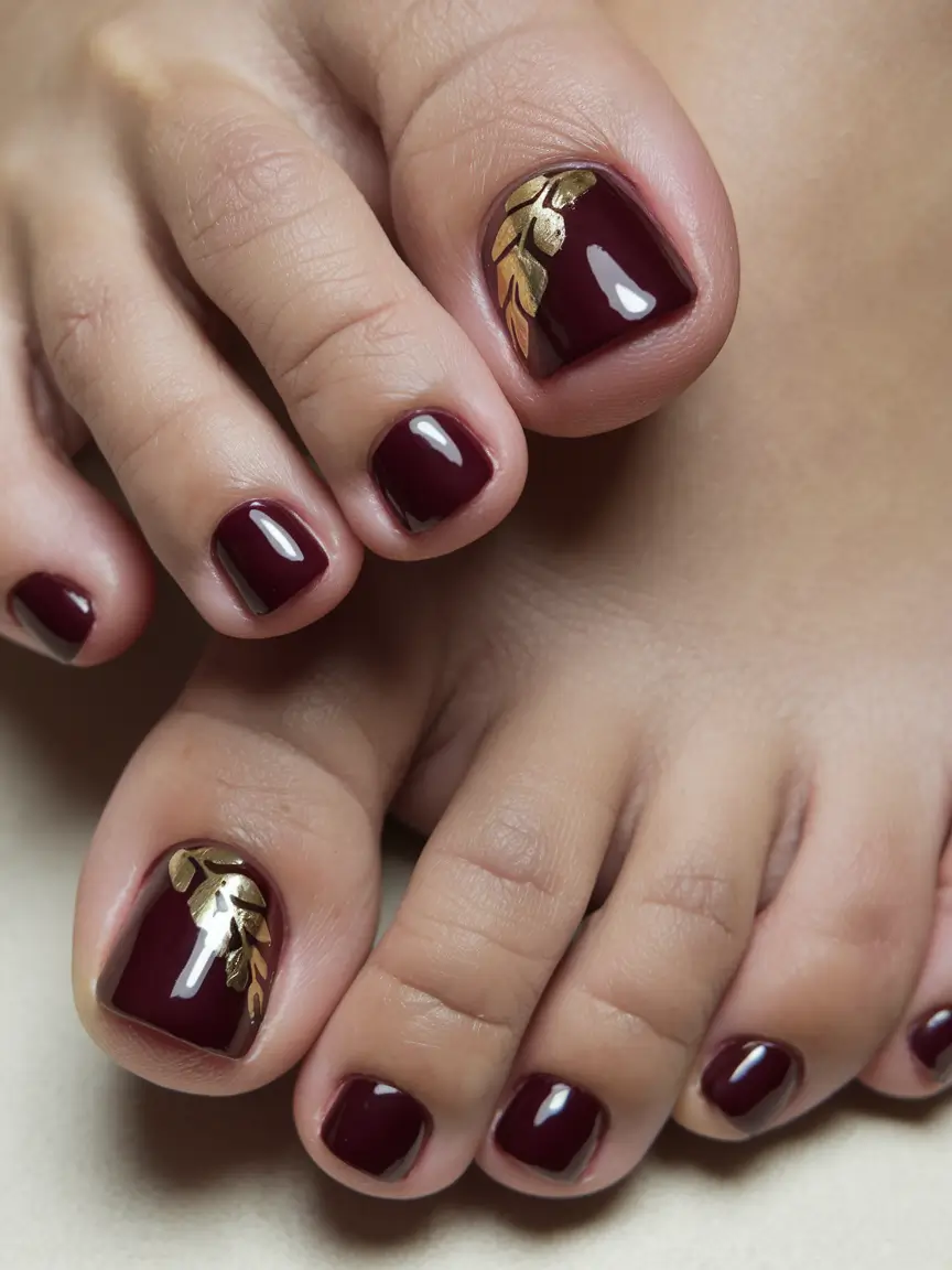 october toe nails fall Golden Leaf Accents