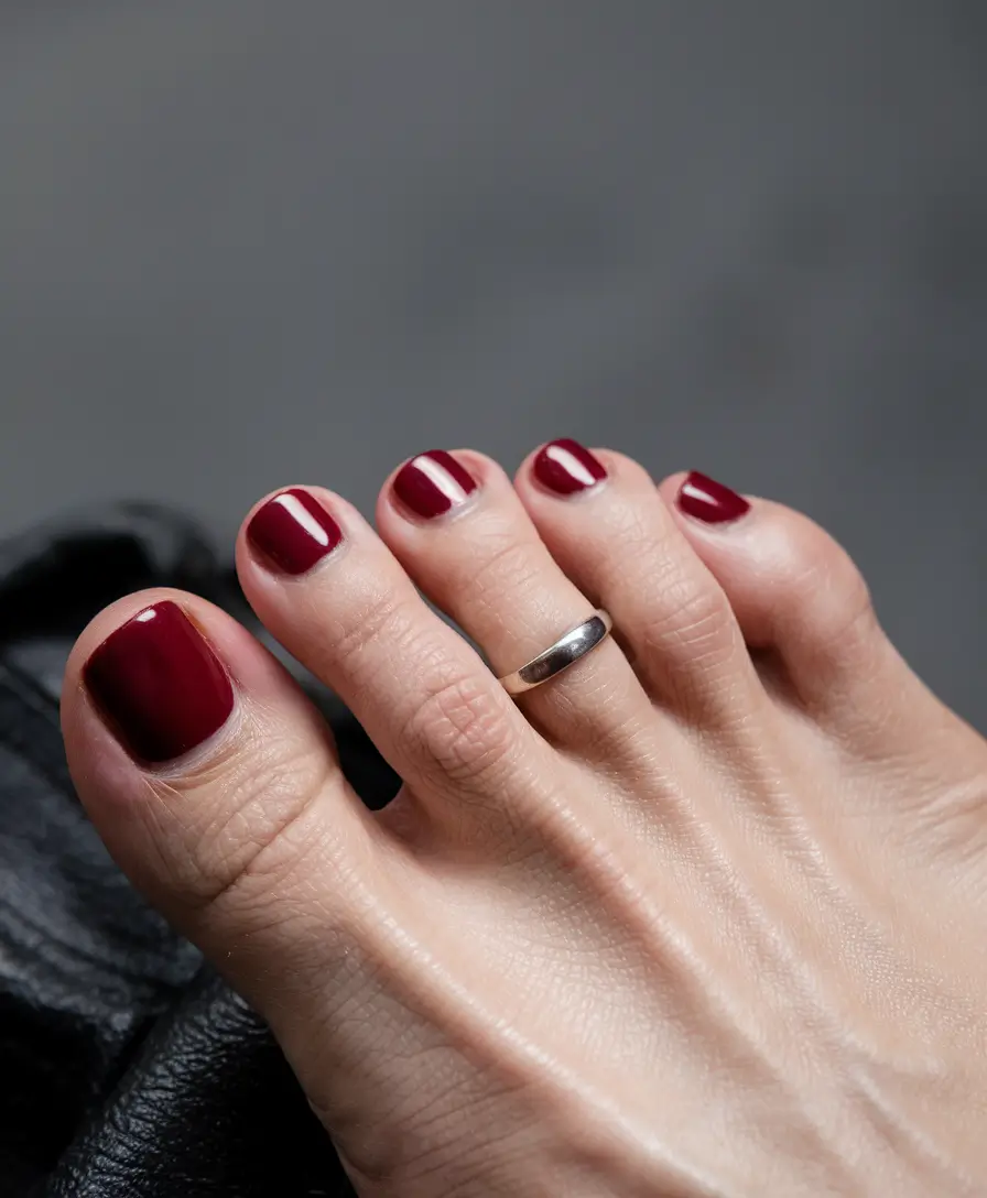 october toe nails 2025 Classic Wine Simplicity