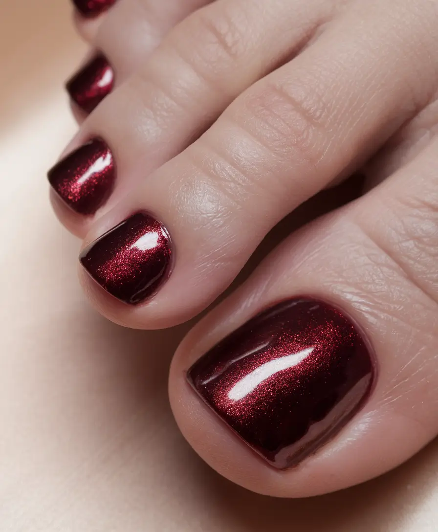 october toe nails color Crimson Shimmer