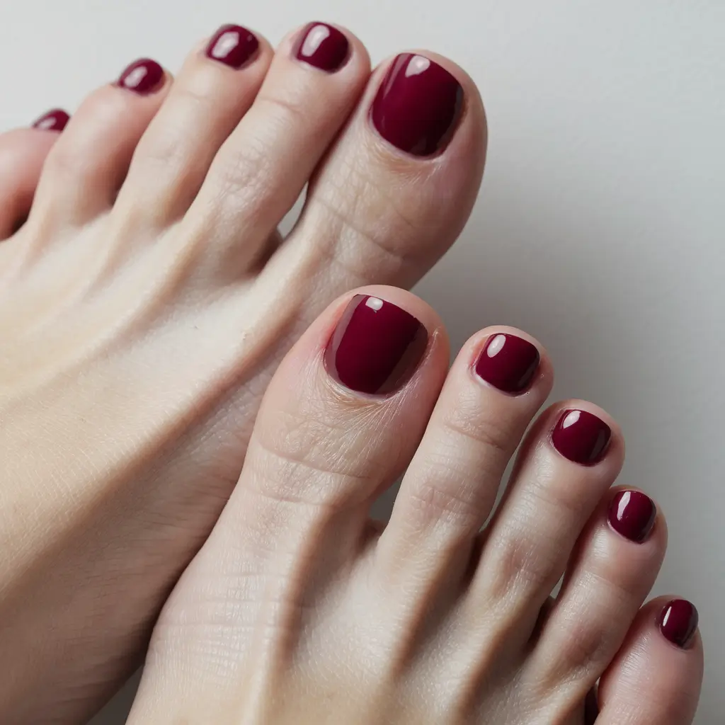 october toe nails ideas Burgundy Minimalist Chic