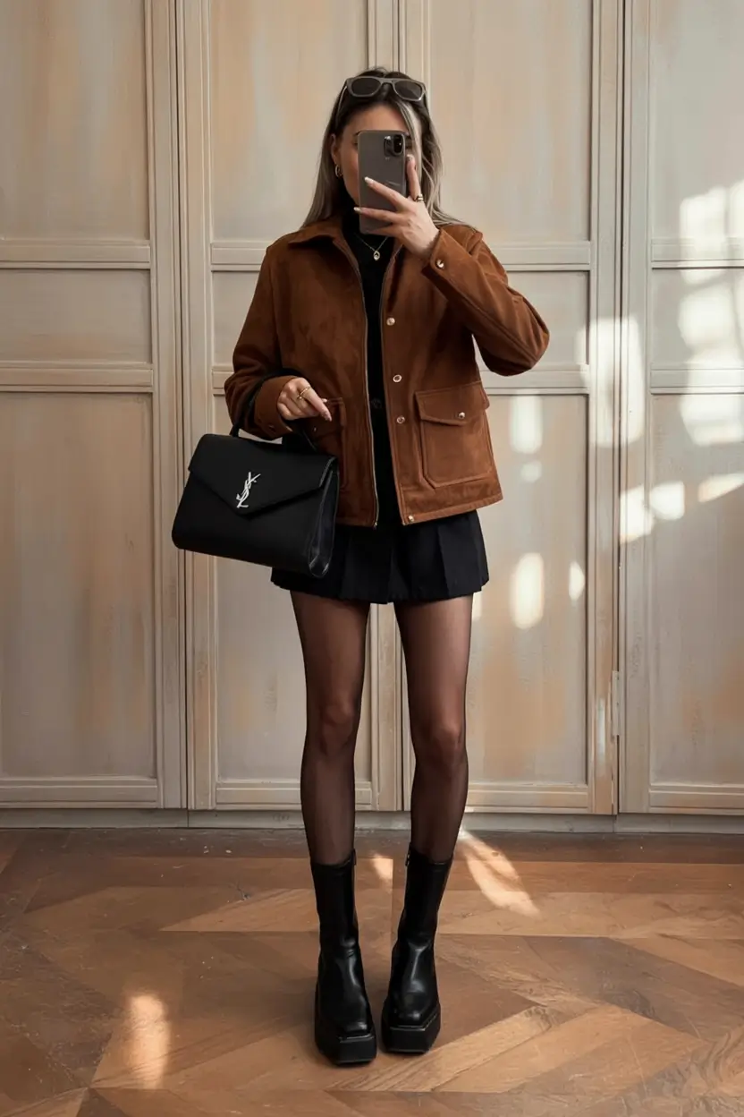 winter fashion inspo classy Retro Suede Meets Modern Minimal