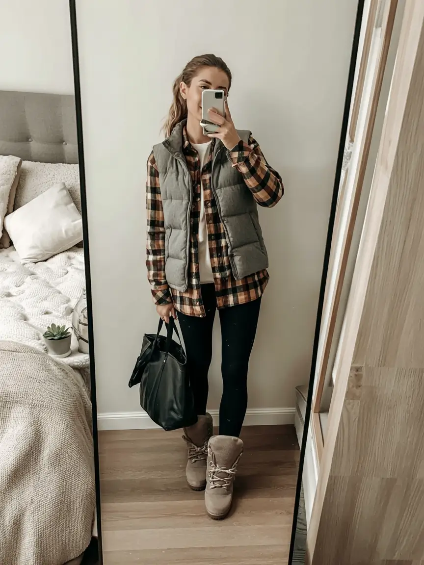 winter fashion inspo casual Cozy Layers with a Flannel Twist