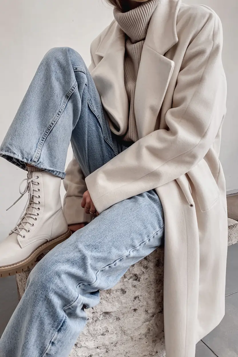 winter fashion inspo outfits Monochrome Cream Layers