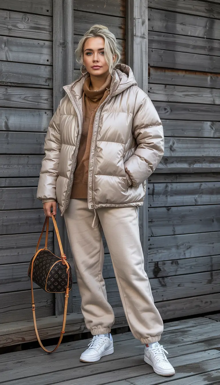 winter fashion inspo plus size Sporty Chic in Satin Neutrals