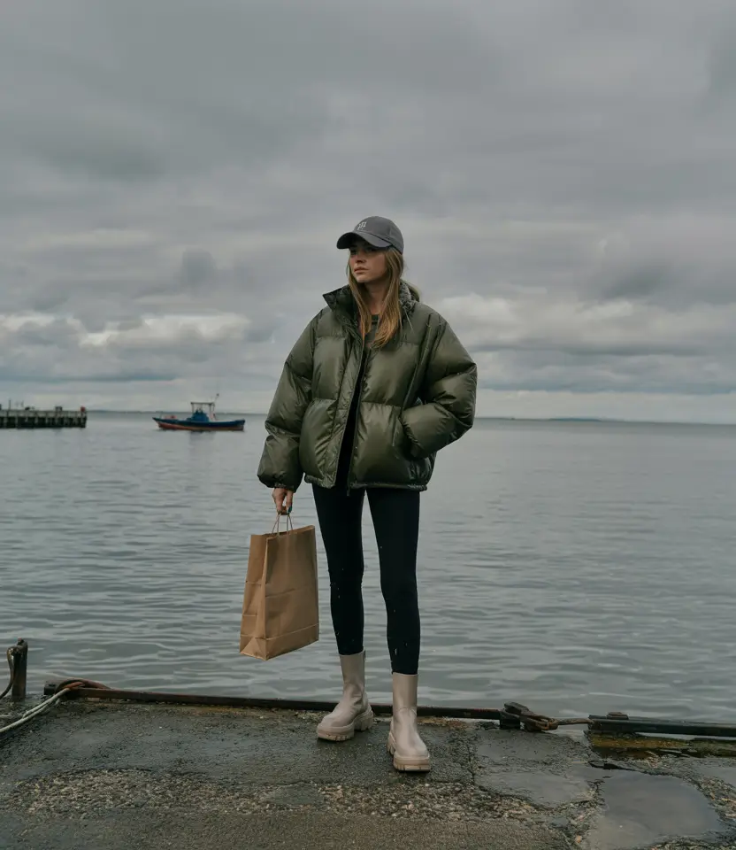 winter fashion inspo casual Utility Comfort by the Sea