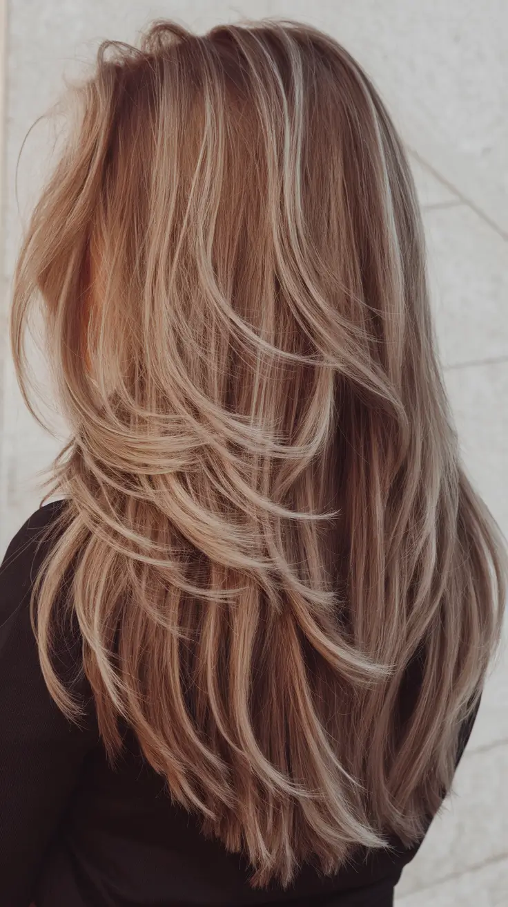 brown hair colors with highlights winter Layered Honey Brunette with Accents