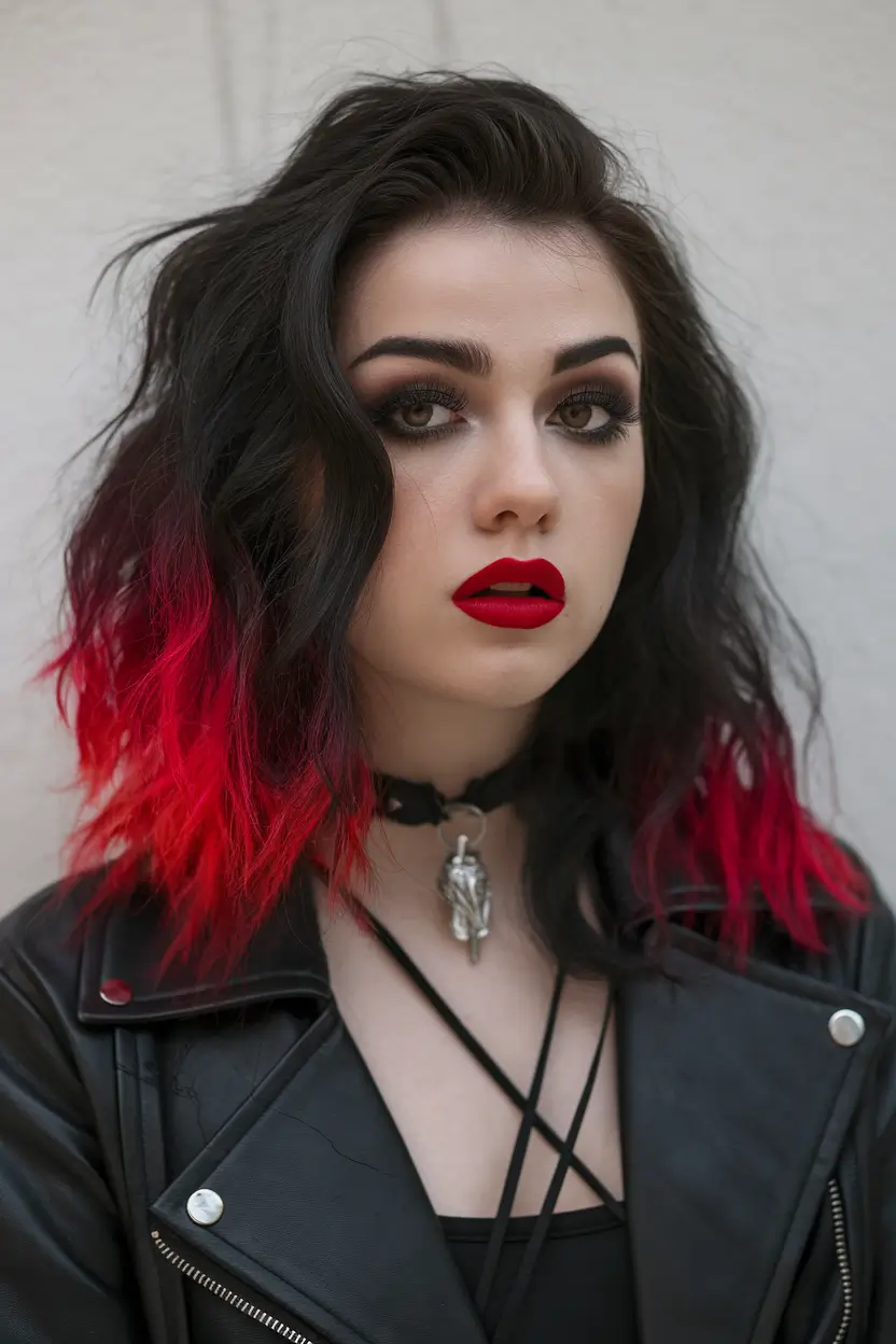 winter hair colors for brunettes with highlights Red Flame Contrast