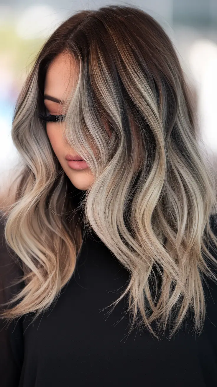 winter hair colors with highlights Ash-Toned Balayage