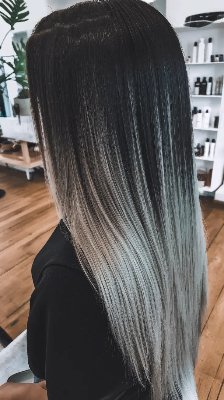 winter hair colors with highlights Smoke-and-Ice Ombre