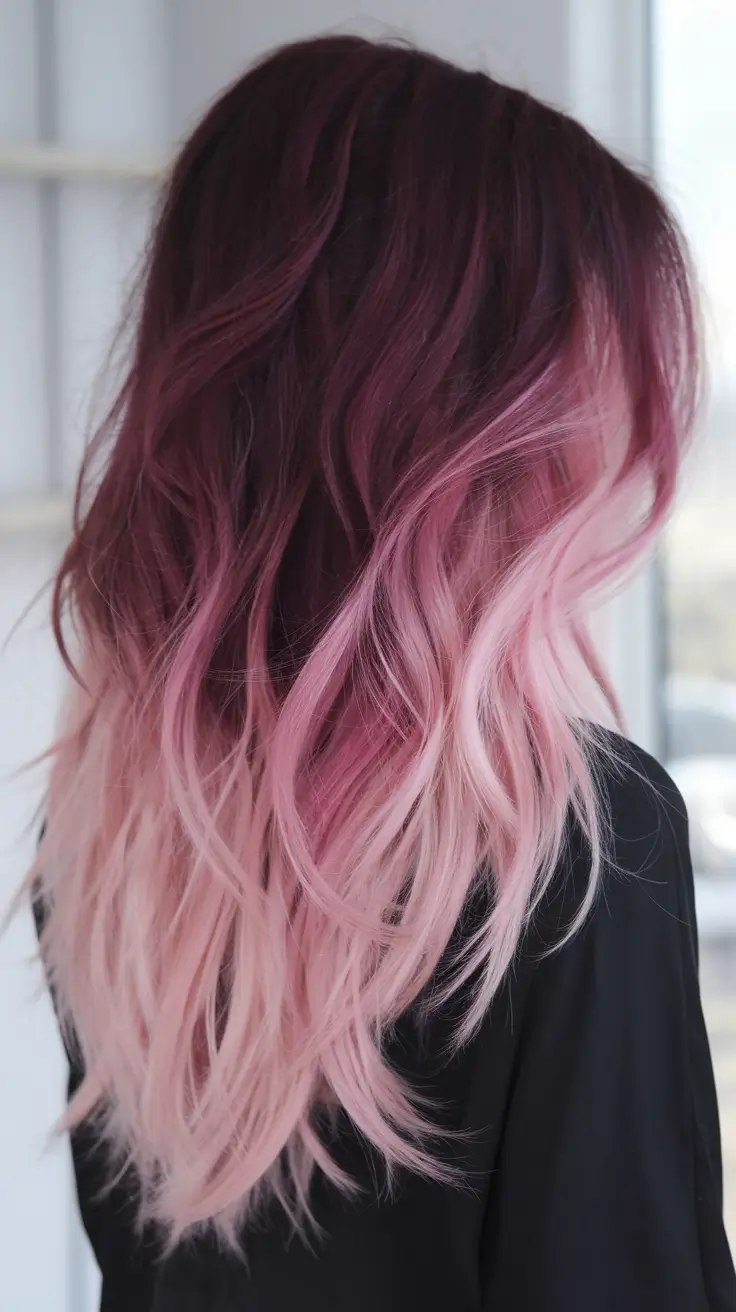 winter hair colors with highlights Berry Ombre with Pastel Ends
