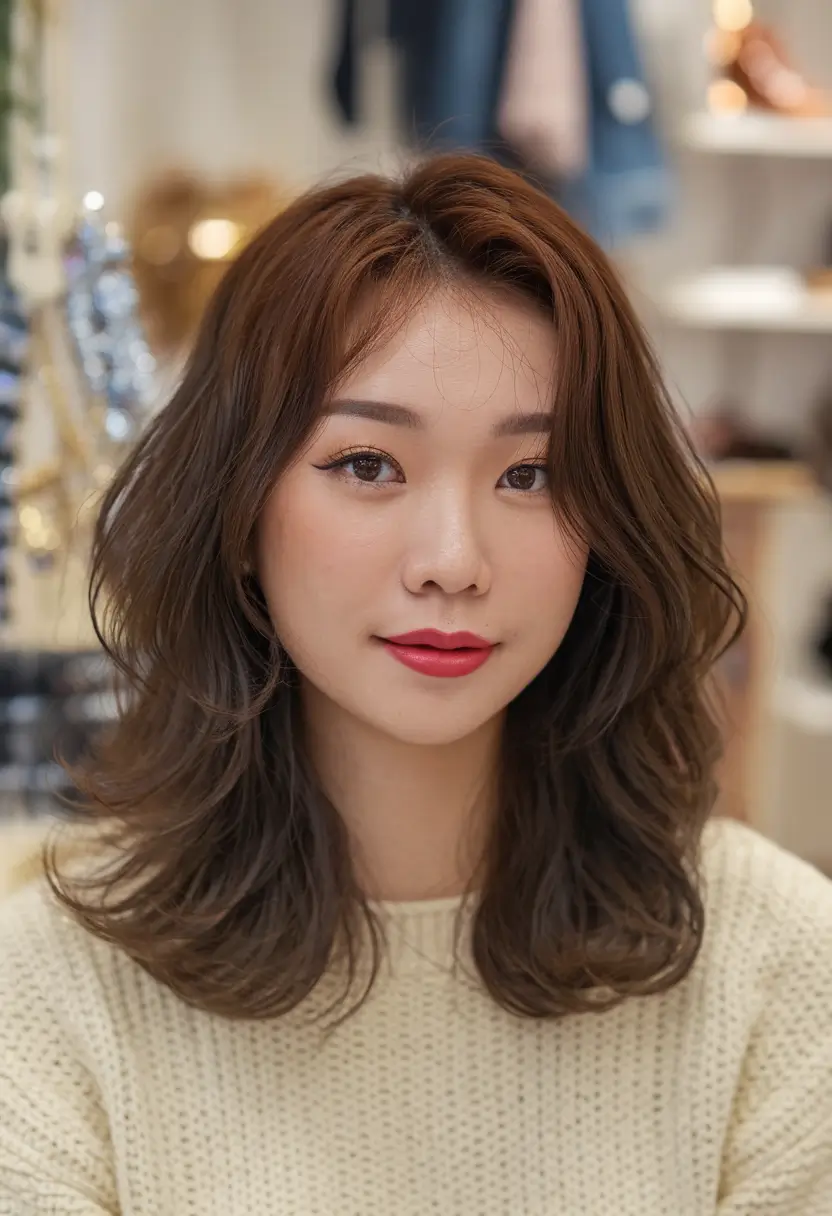 winter medium haircuts 2025-2026 Textured Waves with Warm Undertones