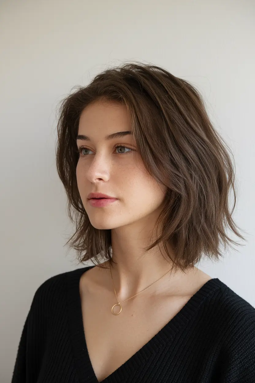 winter medium haircuts 2025-2026 Effortless Tousled Bob