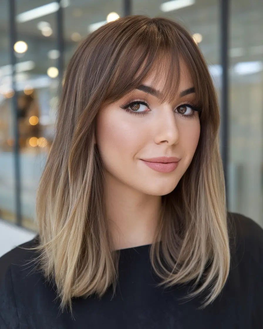 winter medium haircuts 2025-2026 Soft Fringe with Subtle Gradient