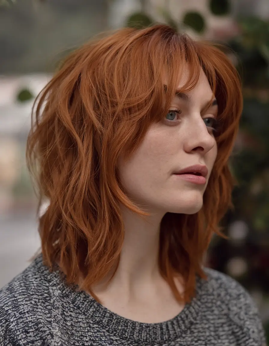 fall short haircuts Rusty Red Shag with Fringe