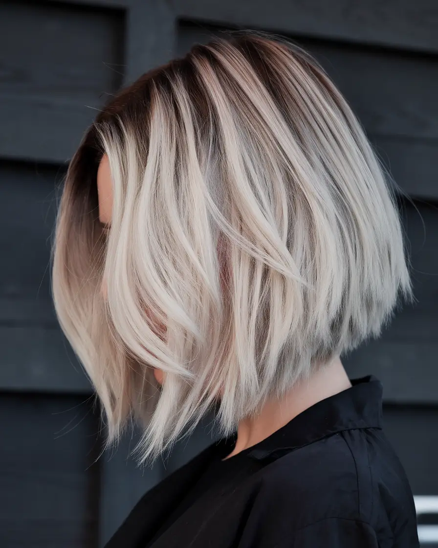 fall-short-haircuts-Choppy-Blonde-Bob-with-Shadow-Root