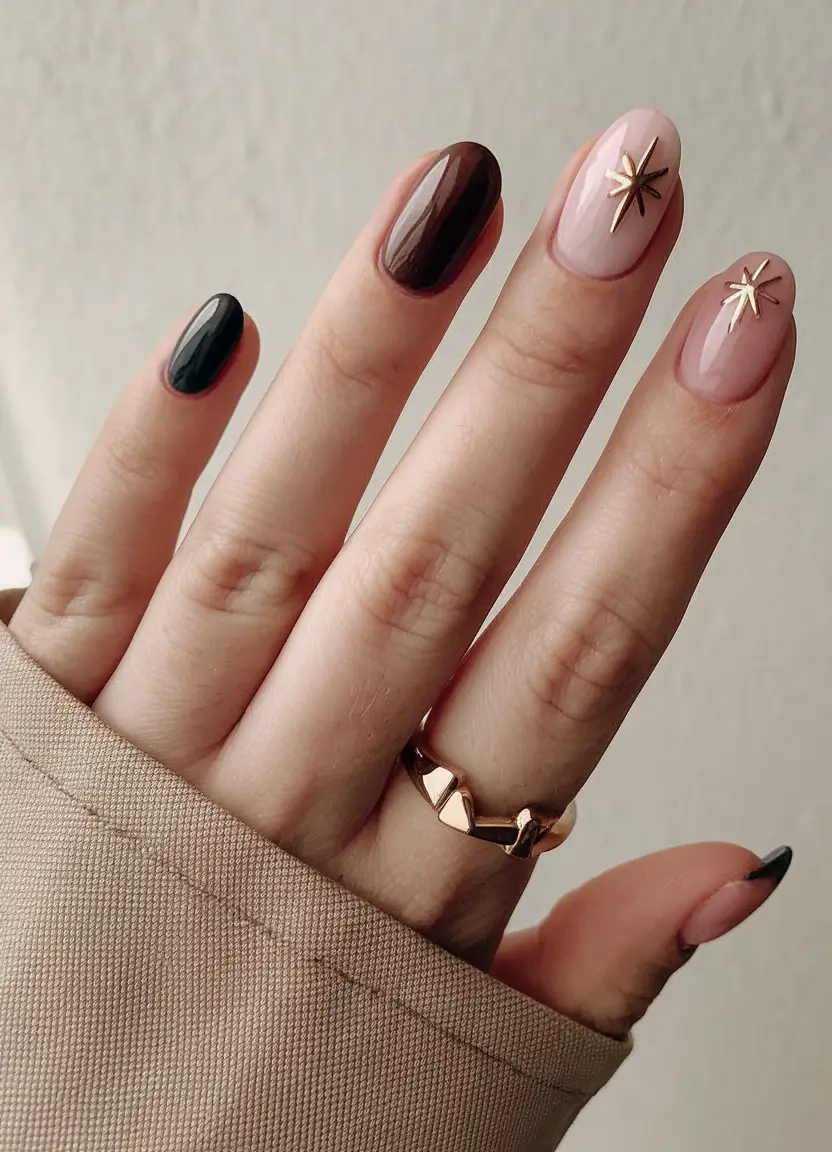 october nails designs Starlight Accents on Neutral Tones