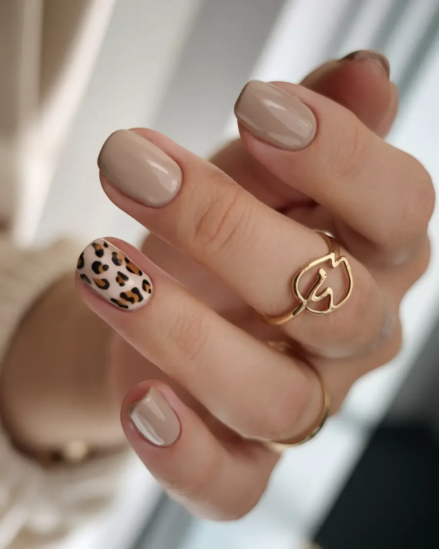october nails designs Modern Nude with a Wild Side