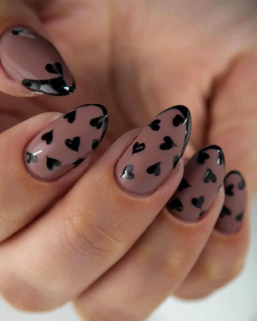 october nails designs Playful Hearts with an Edgy Twist