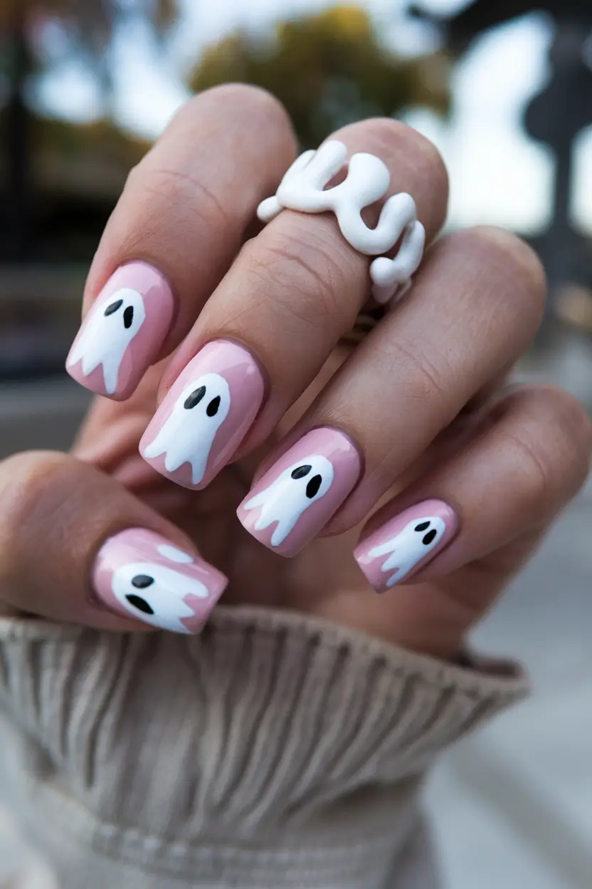 october nails designs Playful Ghostly Charm