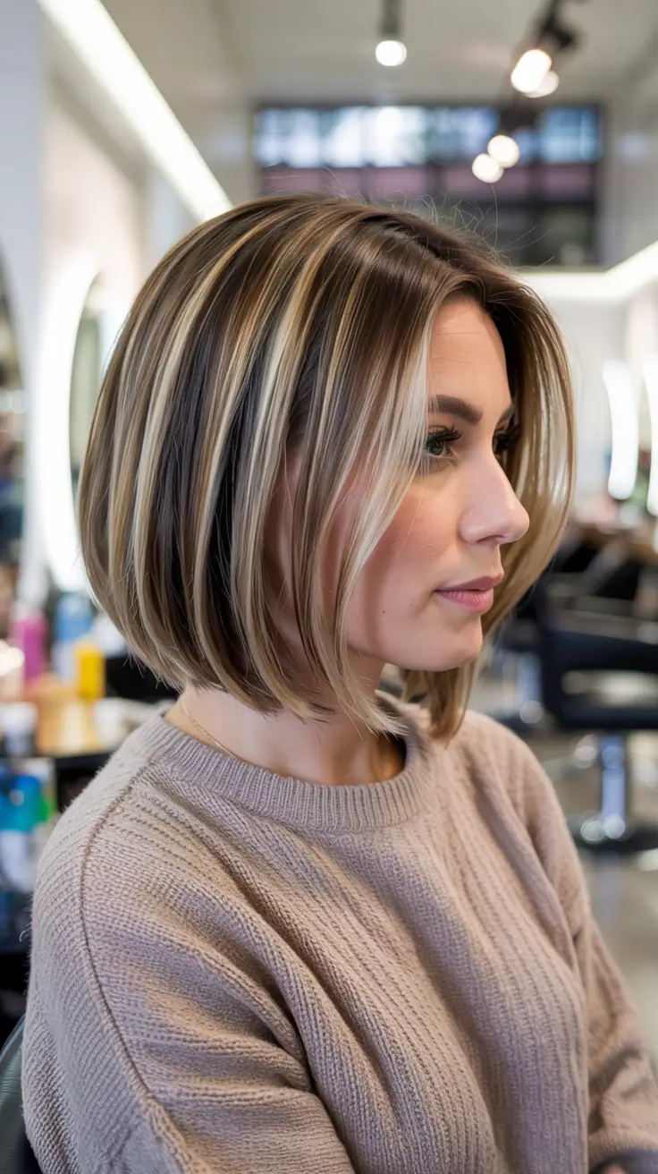 haircuts Polished Bob with High-Contrast Highlights