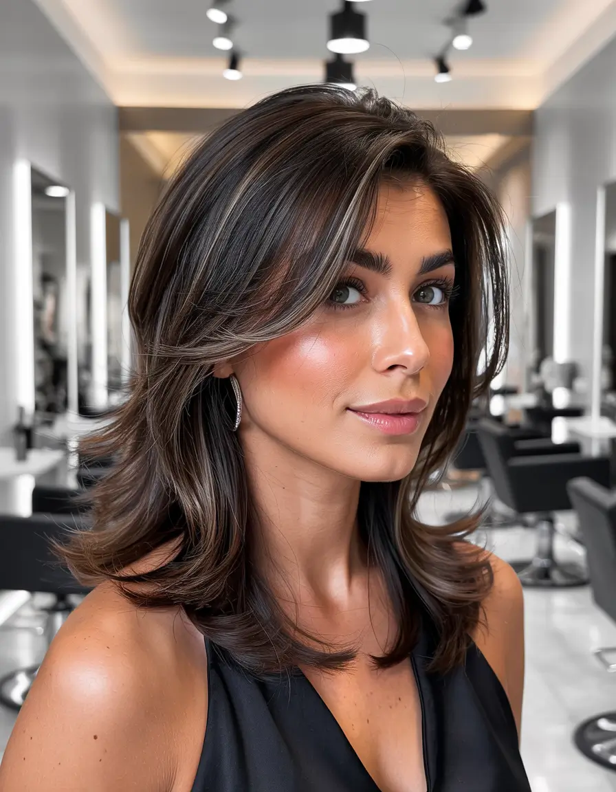 haircuts Glossy Layers with Subtle Dimension