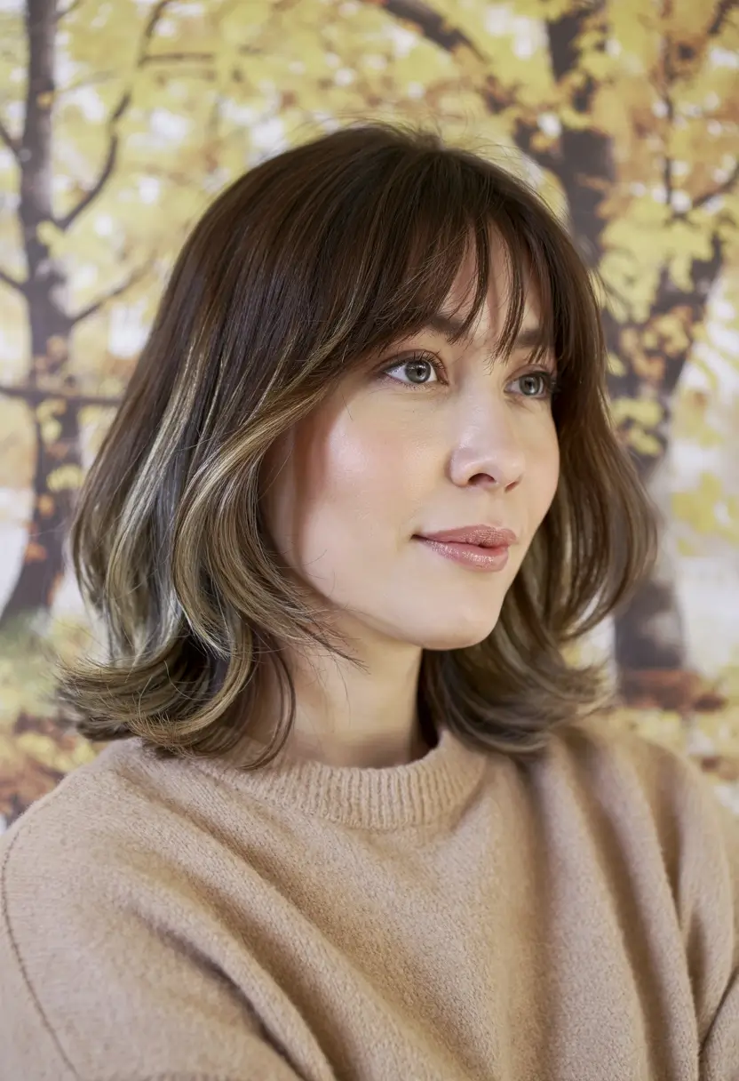 haircuts Textured Mid-Length with Fringe
