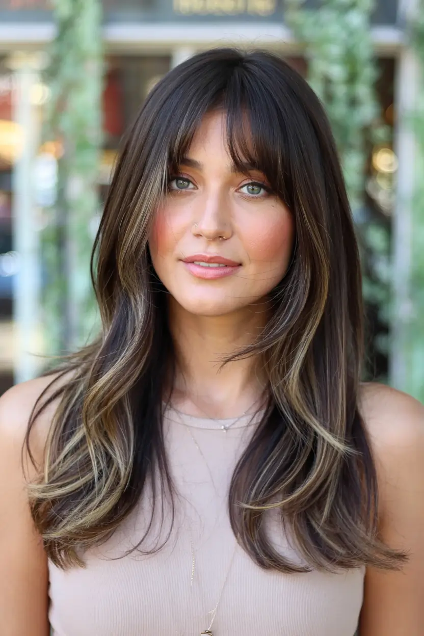 haircuts Chic Curtain Bangs with Blended Layers