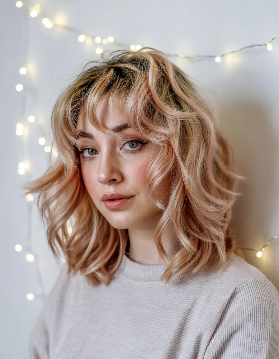 haircuts Soft Pastel Waves with Fringe