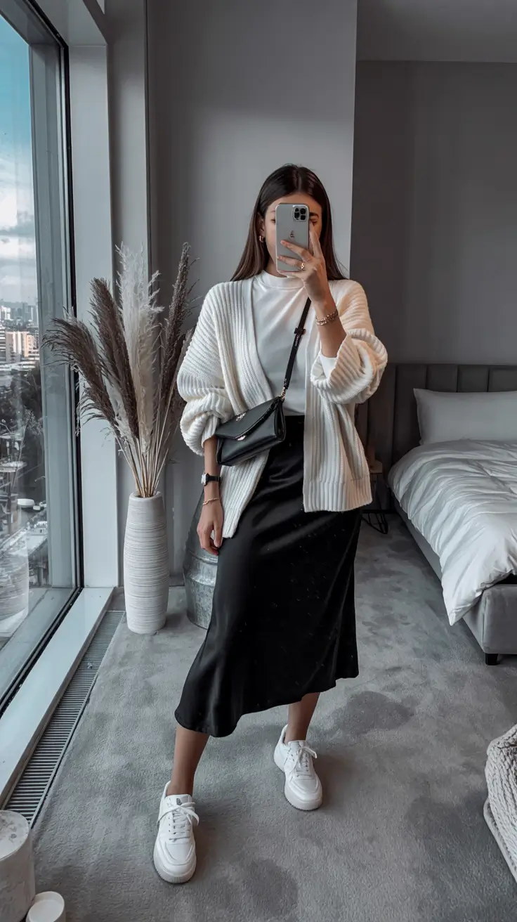 fall work outfits for women skirt Silky Skirt with a Casual Touch
