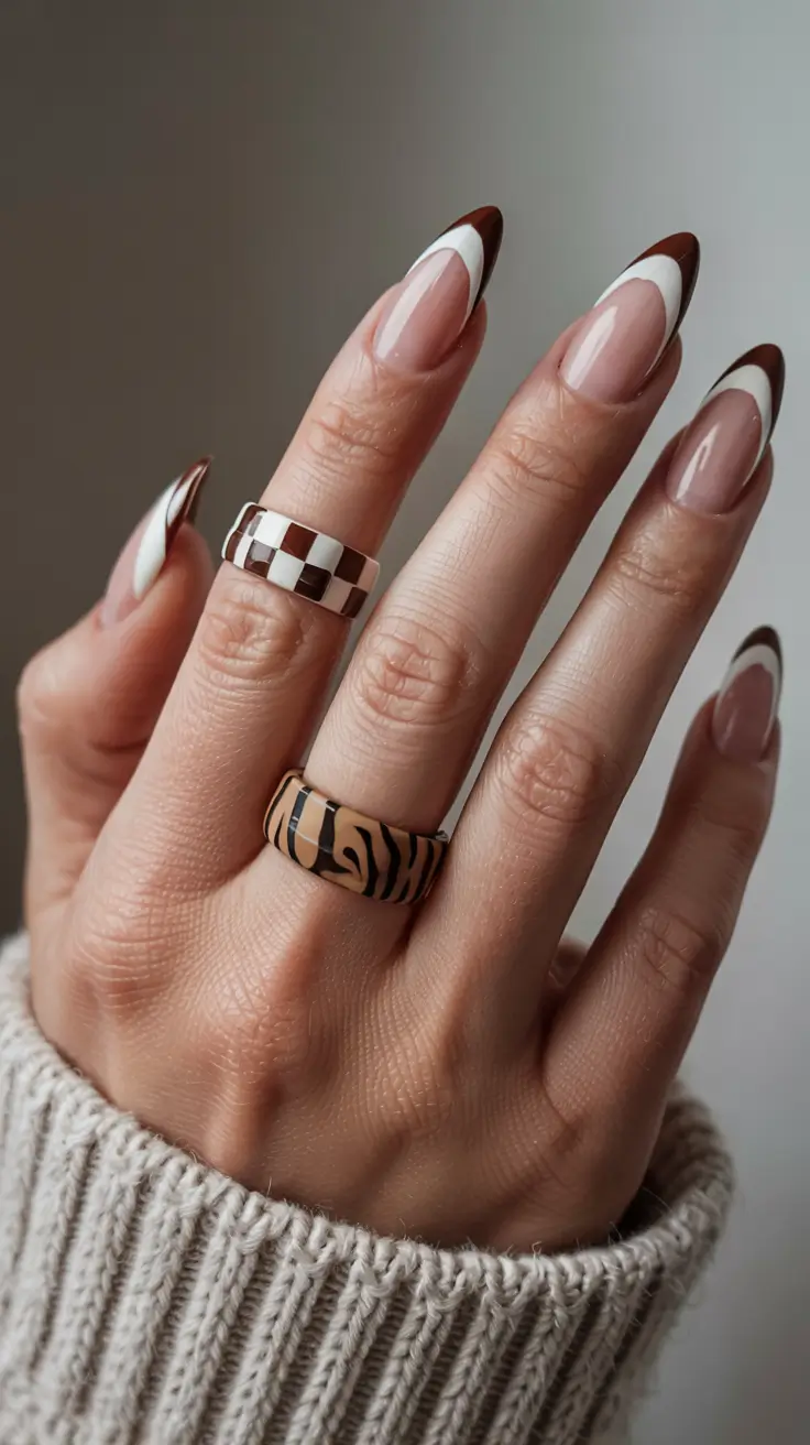 Quick and Easy Fall Nails 2025 Chocolate-Toned French Drama
