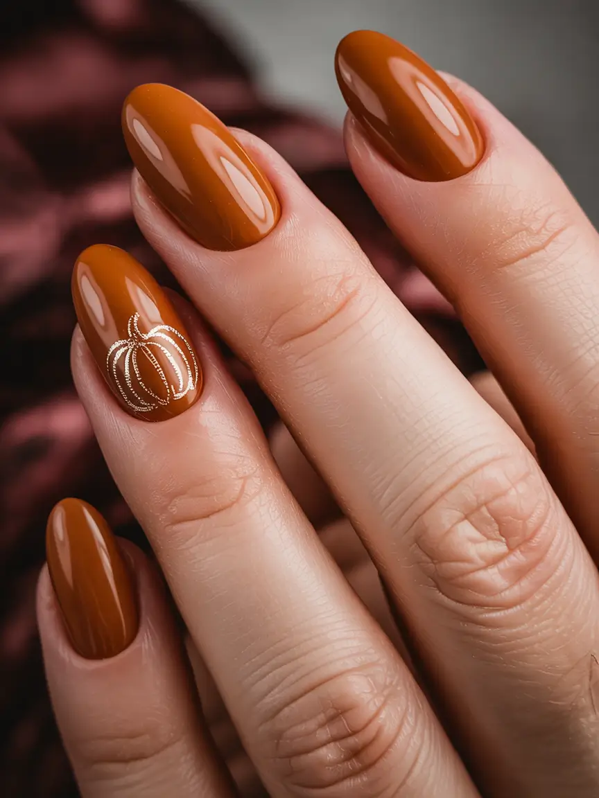 easy fall nails simple Pumpkin Spice Statement