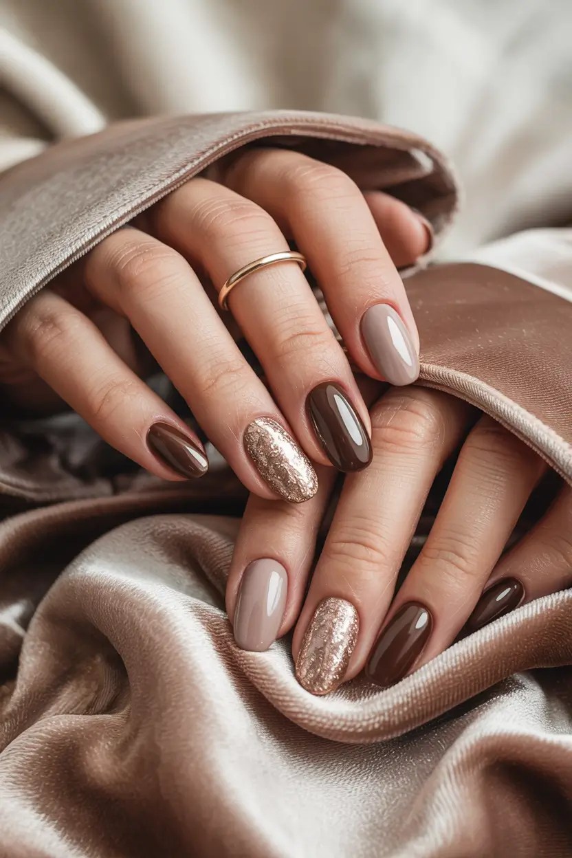 easy fall nails ideas Velvet Luxe Browns
