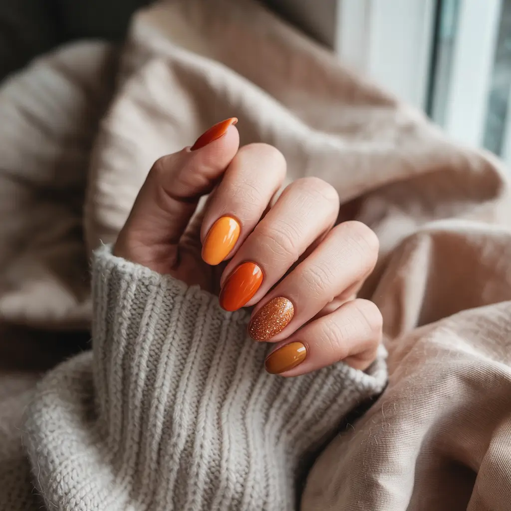 Quick and Easy Fall Nails 2025 Pumpkin Spice Gradient