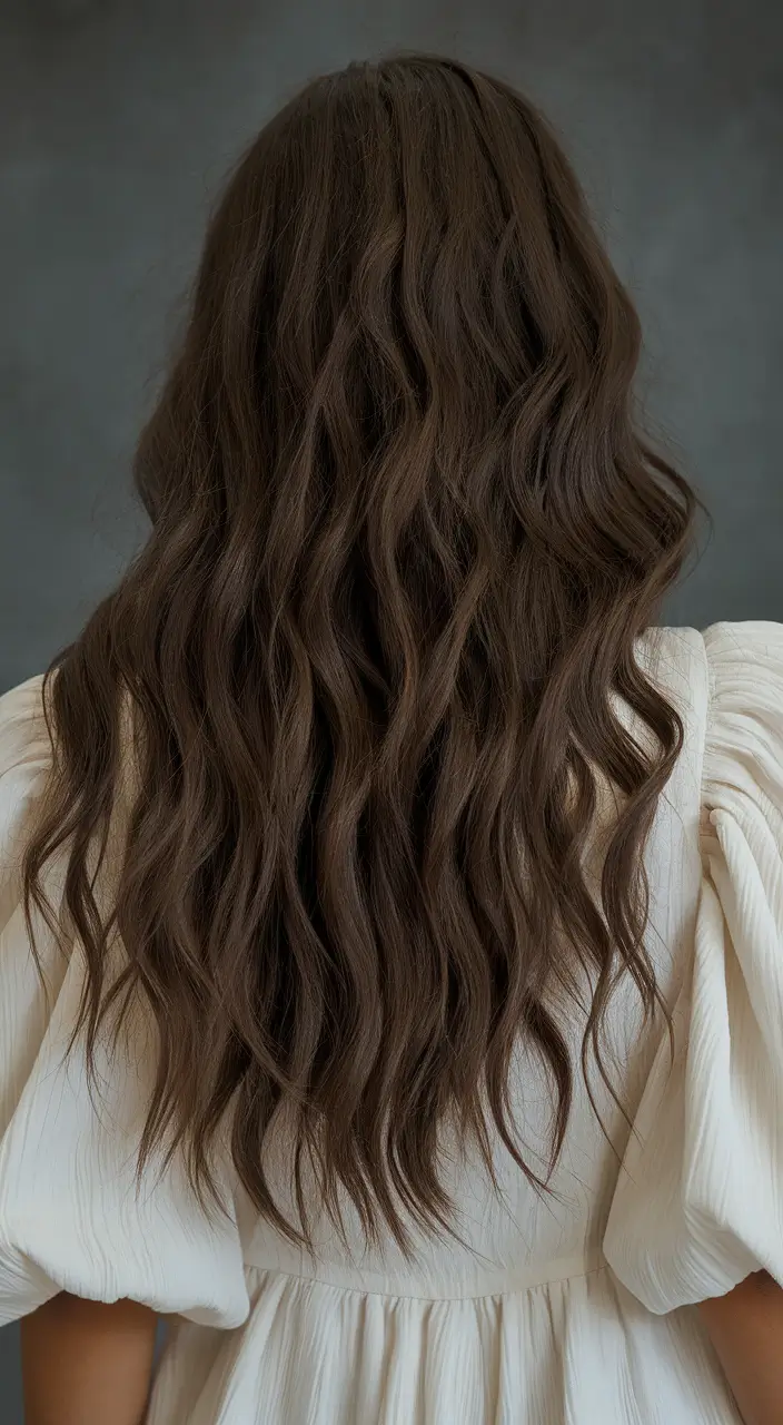 Rich Dark Brown Hair Colors for Fall 2025 Soft Cascading Waves in Espresso Brown