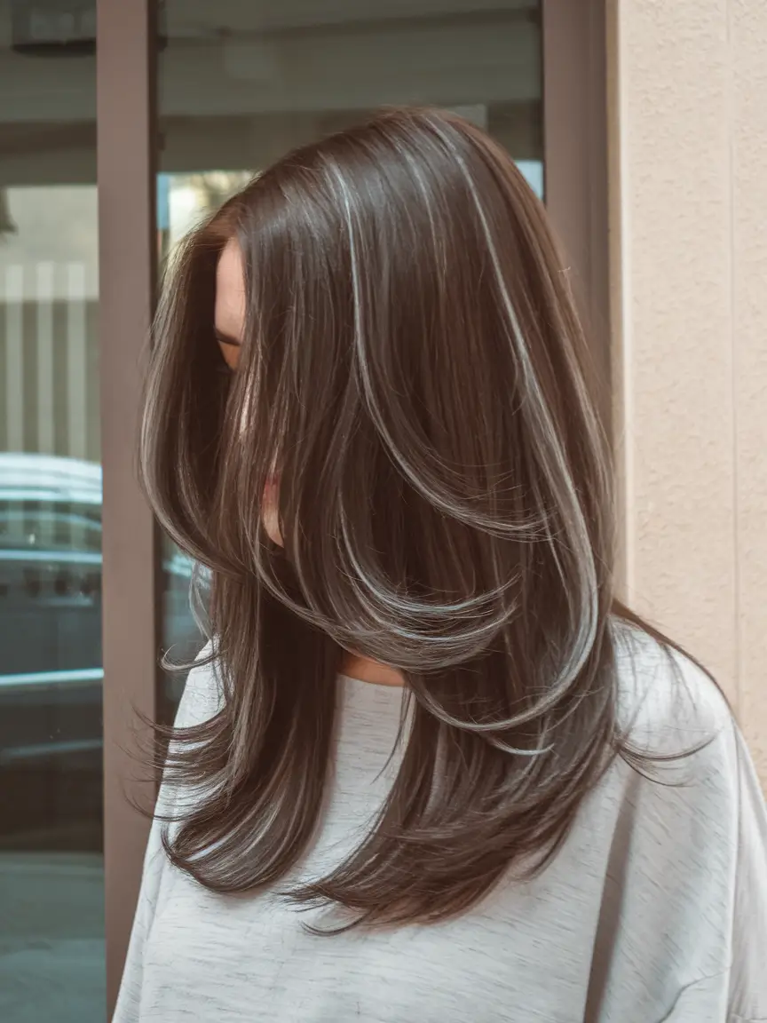 fall dark brown hair colors subtle silver threads