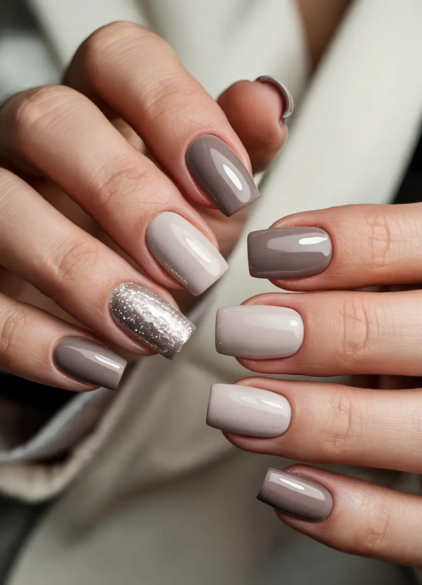 short fall nails 2025 Elegant Neutrals with a Sparkling Accent