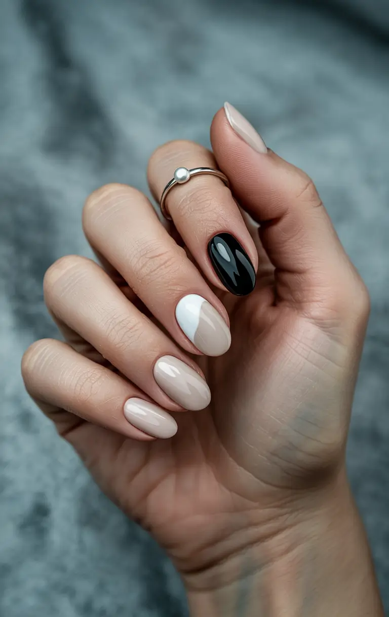 short fall nails 2025 Minimal Chic in Black and Nude
