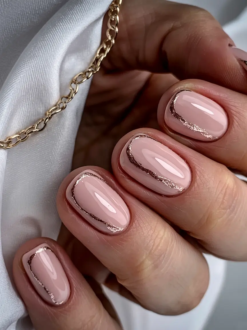 short fall nails 2025 Delicate Metallic Outlines