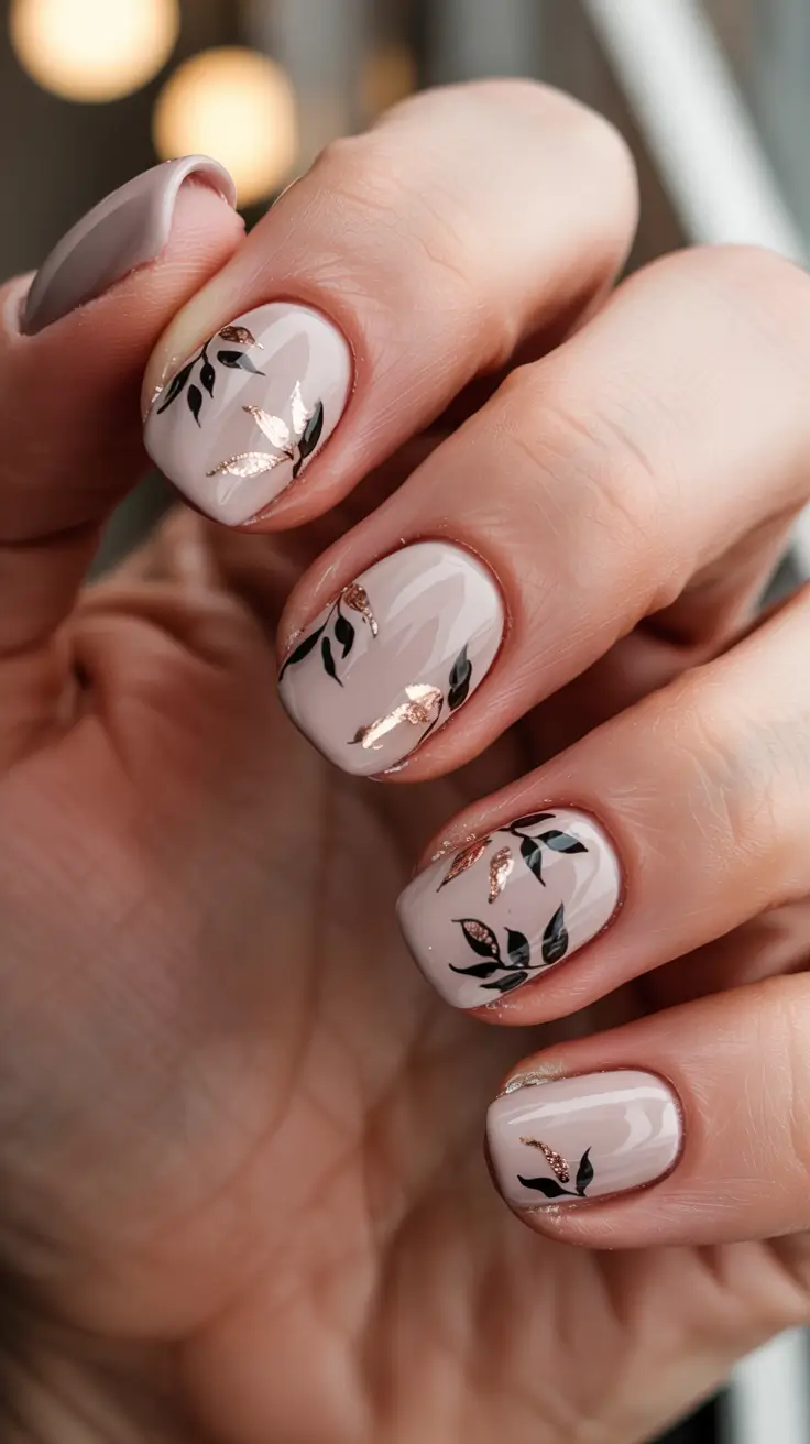 short fall nails 2025 Botanical Gold Accents
