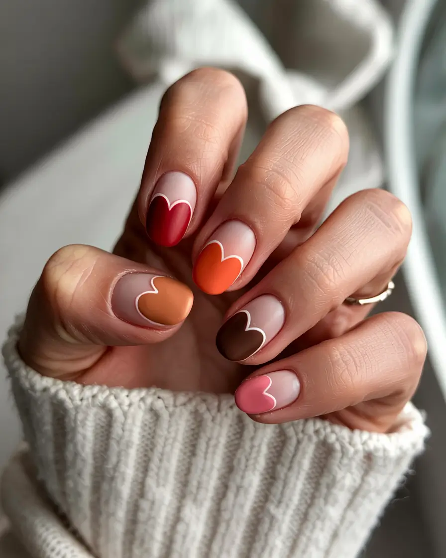 short fall nails 2025 Autumn Hearts in Warm Shades