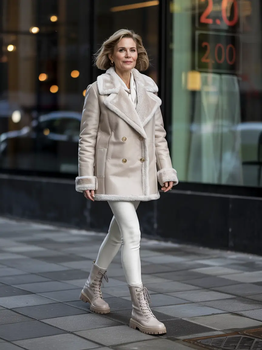 winter outfits over 40 women Shearling Statement