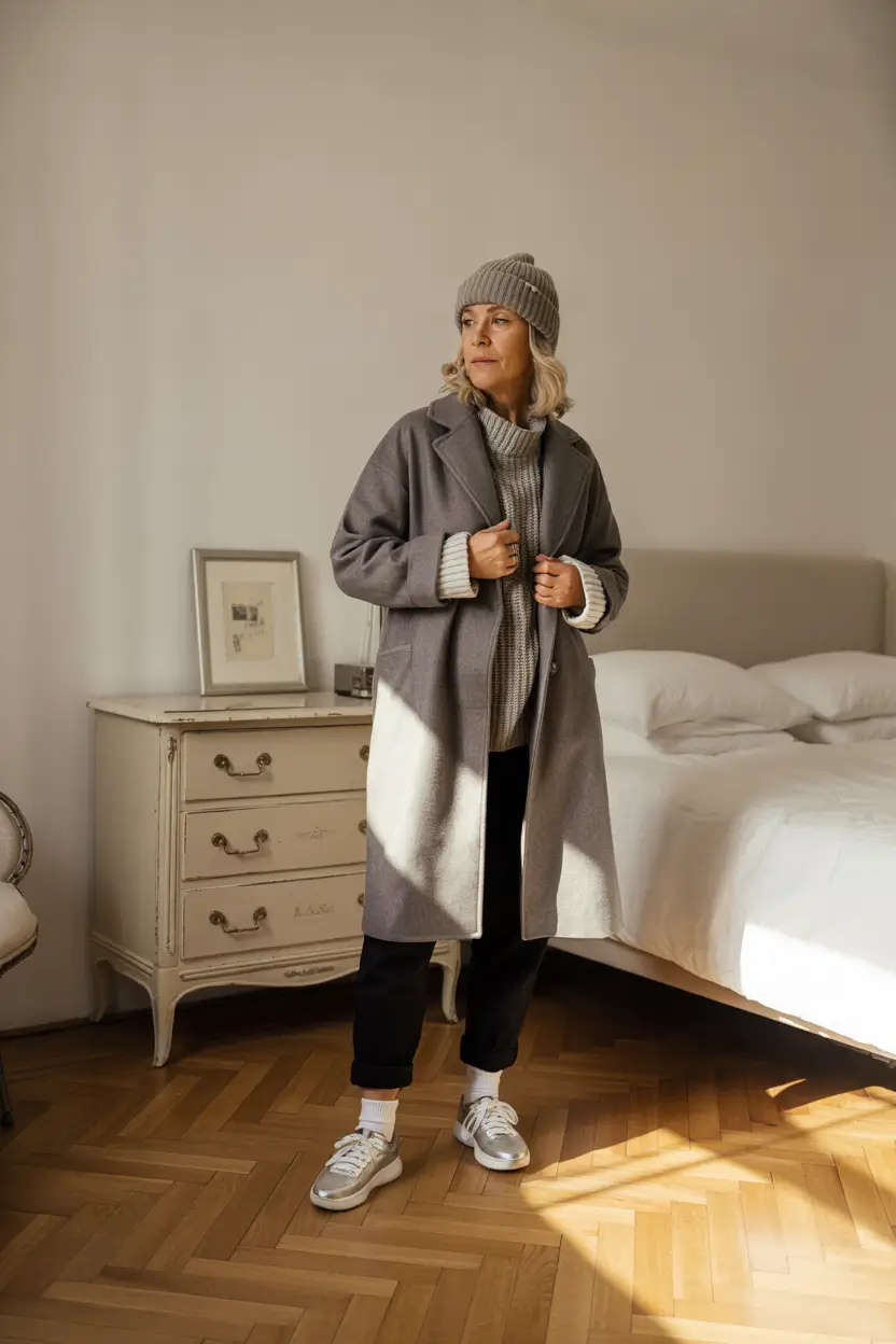 winter-outfits-over-40-older-women-Effortless-Gray-Layers-with-a-Cozy-Twist
