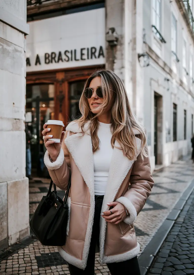 winter-outfits-over-40-women-Shearling-Warmth-with-Polished-Details