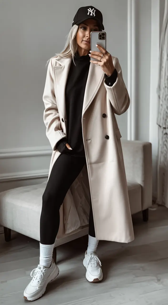 winter outfits over 40 women Sporty Neutrals with a Twist